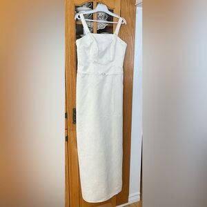 Ivory satin with lace overlay wedding dress